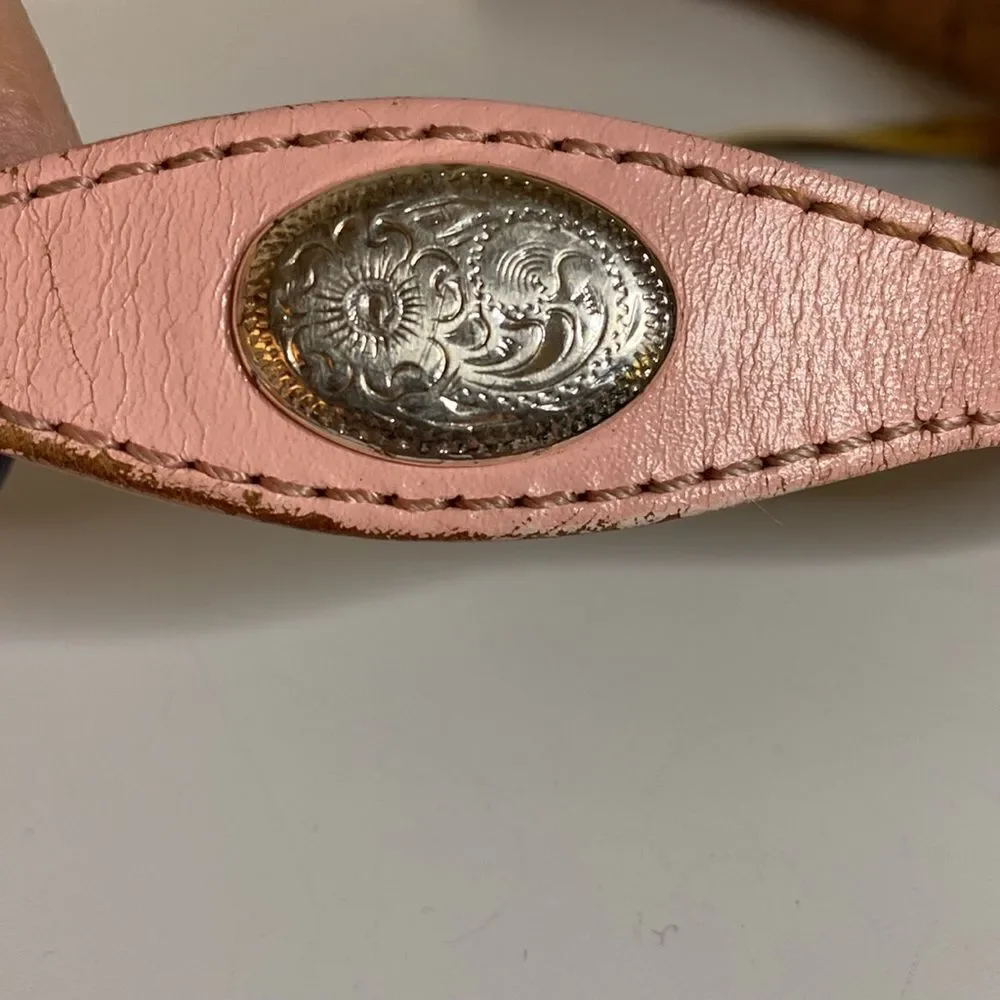 SILVER CREEK Girl’s Pink Leather Cowgirl Belt with Conchos